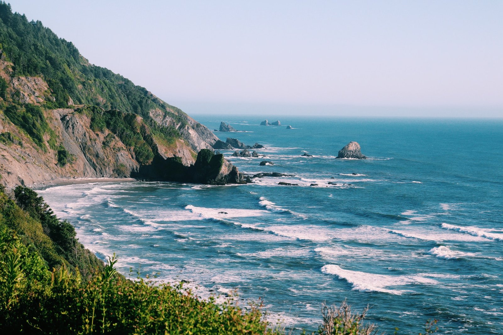 ocean cove landscape clear sky